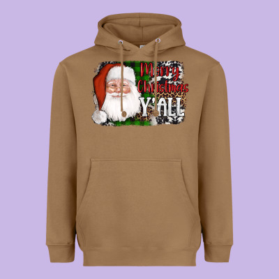 Santa Merry Christmas Y'all Heavyweight Hoodie Designed By Adodesignshop