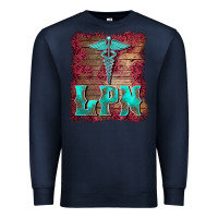 Navy licensed practical nurse medical symbol  background Premium Sweatshirt - BarkalooDesign
