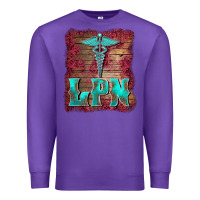 Purple licensed practical nurse medical symbol  background Premium Sweatshirt - BarkalooDesign