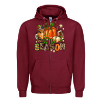 Burgundy fall and american football tis the season Zipper Hoodie - AdoDesignShop