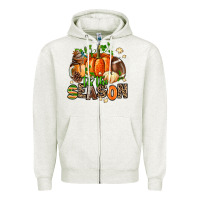 Oatmeal Heather fall and american football tis the season Zipper Hoodie - AdoDesignShop
