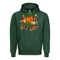 Sports Green fall and american football tis the season Zipper Hoodie - AdoDesignShop