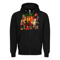 Black fall and  hockey  tis the season Zipper Hoodie - AdoDesignShop