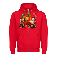 Red fall and  hockey  tis the season Zipper Hoodie - AdoDesignShop