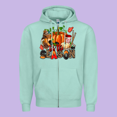 Fall And  Hockey  Tis The Season Zipper Hoodie Designed By Adodesignshop