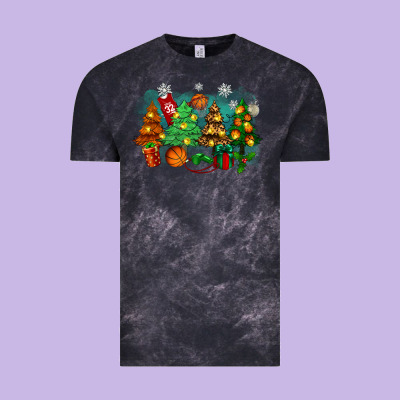 Christmas Trees With Basketball Vintage Tee Designed By Zillion Design Studio