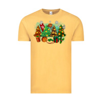 Vintage Mustard christmas trees with basketball Vintage Tee - Zillion Design Studio