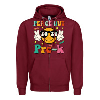 Burgundy peace out 2024 pre k Zipper Hoodie - JahusDesignShop