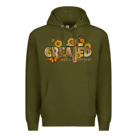 Army Green created with a purpose with sunflower and butterfl Premium Hoodie - NancyCooperArtShop