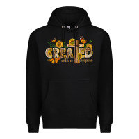 Black created with a purpose with sunflower and butterfl Premium Hoodie - NancyCooperArtShop