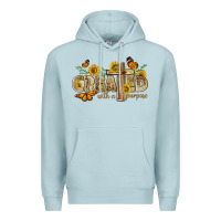 Blue Mist created with a purpose with sunflower and butterfl Premium Hoodie - NancyCooperArtShop