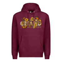 Burgundy created with a purpose with sunflower and butterfl Premium Hoodie - NancyCooperArtShop