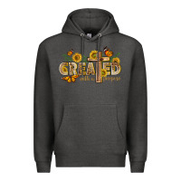Charcoal Heather created with a purpose with sunflower and butterfl Premium Hoodie - NancyCooperArtShop