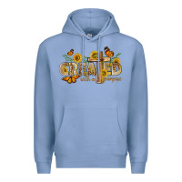Colony Blue created with a purpose with sunflower and butterfl Premium Hoodie - NancyCooperArtShop