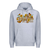 Heather Grey created with a purpose with sunflower and butterfl Premium Hoodie - NancyCooperArtShop