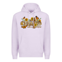 Lilac created with a purpose with sunflower and butterfl Premium Hoodie - NancyCooperArtShop