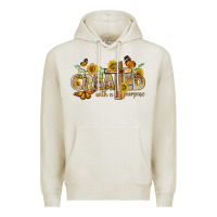 Oatmeal Heather created with a purpose with sunflower and butterfl Premium Hoodie - NancyCooperArtShop