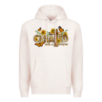 Pale Pink created with a purpose with sunflower and butterfl Premium Hoodie - NancyCooperArtShop