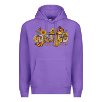 Purple created with a purpose with sunflower and butterfl Premium Hoodie - NancyCooperArtShop