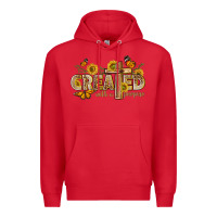 Red created with a purpose with sunflower and butterfl Premium Hoodie - NancyCooperArtShop