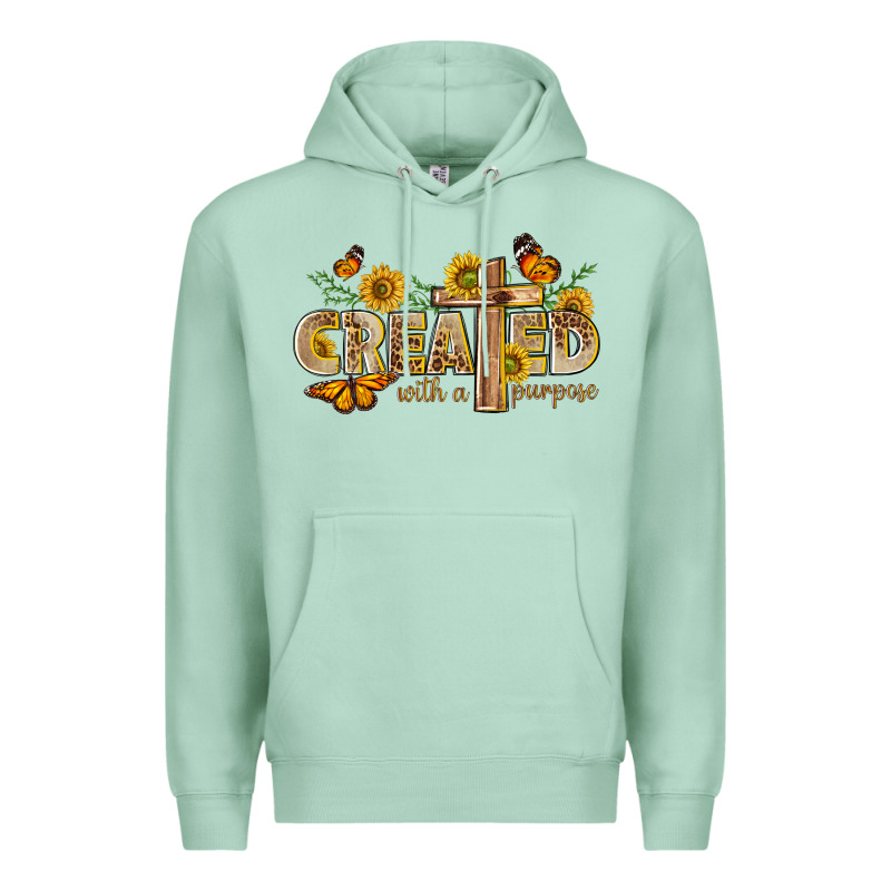 Created With A Purpose With Sunflower And Butterfl Premium Hoodie by NancyCooperArtShop | Teevron