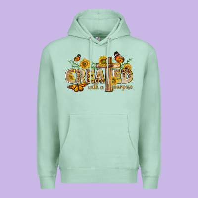 Created With A Purpose With Sunflower And Butterfl Premium Hoodie Designed By Nancycooperartshop