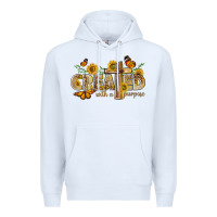White created with a purpose with sunflower and butterfl Premium Hoodie - NancyCooperArtShop