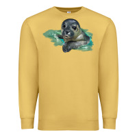 Antique Gold Sea Seal Face Illustrations Premium Sweatshirt - LillyAllenDesigns