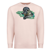 Pale Pink Sea Seal Face Illustrations Premium Sweatshirt - LillyAllenDesigns
