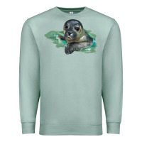 Seafoam Sea Seal Face Illustrations Premium Sweatshirt - LillyAllenDesigns