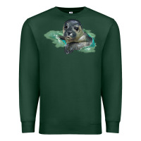 Sports Green Sea Seal Face Illustrations Premium Sweatshirt - LillyAllenDesigns