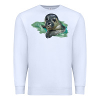White Sea Seal Face Illustrations Premium Sweatshirt - LillyAllenDesigns