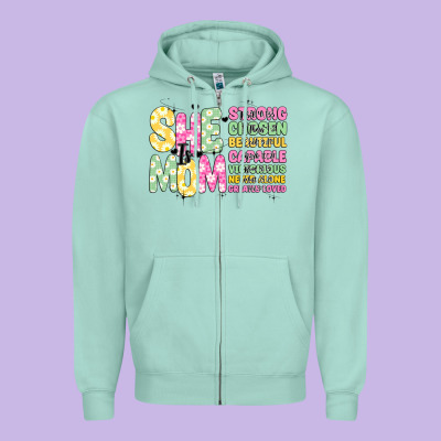 She Is Mom Zipper Hoodie Designed By Jahusdesignshop