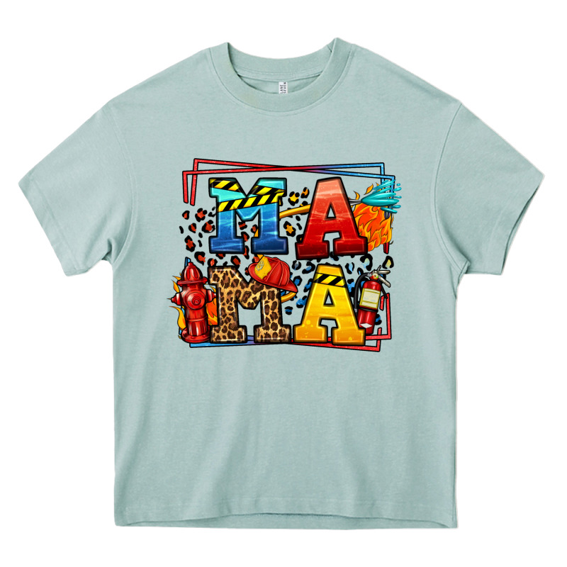Leopard Frame Firefighter Mama Mother's Day Heavy Core Tee by LillyAllenDesigns | Teevron