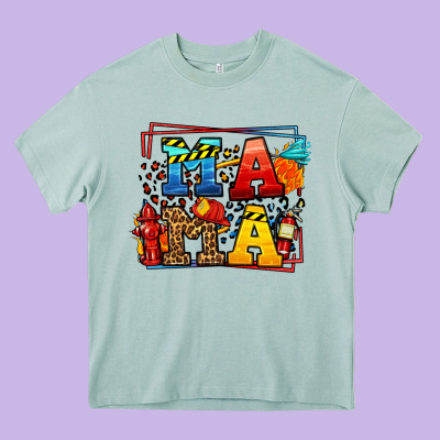 Leopard Frame Firefighter Mama Mother's Day Heavy Core Tee Designed By Lillyallendesigns