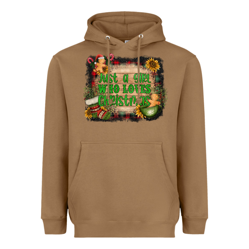 Just A Girl Who Loves Christmas Heavyweight Hoodie by AdoDesignShop | Teevron