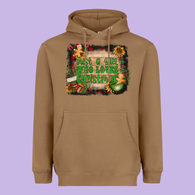 Just A Girl Who Loves Christmas Heavyweight Hoodie Designed By Adodesignshop