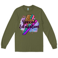 Army Green special eduation teacher lightning bolt Long Sleeve Tee - Zillion Design Studio