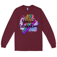 Burgundy special eduation teacher lightning bolt Long Sleeve Tee - Zillion Design Studio