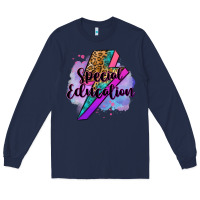 Navy special eduation teacher lightning bolt Long Sleeve Tee - Zillion Design Studio