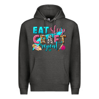Charcoal Heather eat sleep craft repeat Premium Hoodie - NancyCooperArtShop
