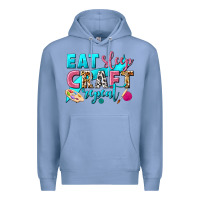 Colony Blue eat sleep craft repeat Premium Hoodie - NancyCooperArtShop
