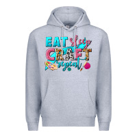 Heather Grey eat sleep craft repeat Premium Hoodie - NancyCooperArtShop