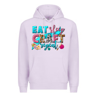 Lilac eat sleep craft repeat Premium Hoodie - NancyCooperArtShop