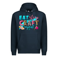 Navy eat sleep craft repeat Premium Hoodie - NancyCooperArtShop