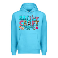 Ocean Blue eat sleep craft repeat Premium Hoodie - NancyCooperArtShop