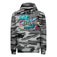 Slate Camo eat sleep craft repeat Premium Hoodie - NancyCooperArtShop