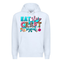 White eat sleep craft repeat Premium Hoodie - NancyCooperArtShop