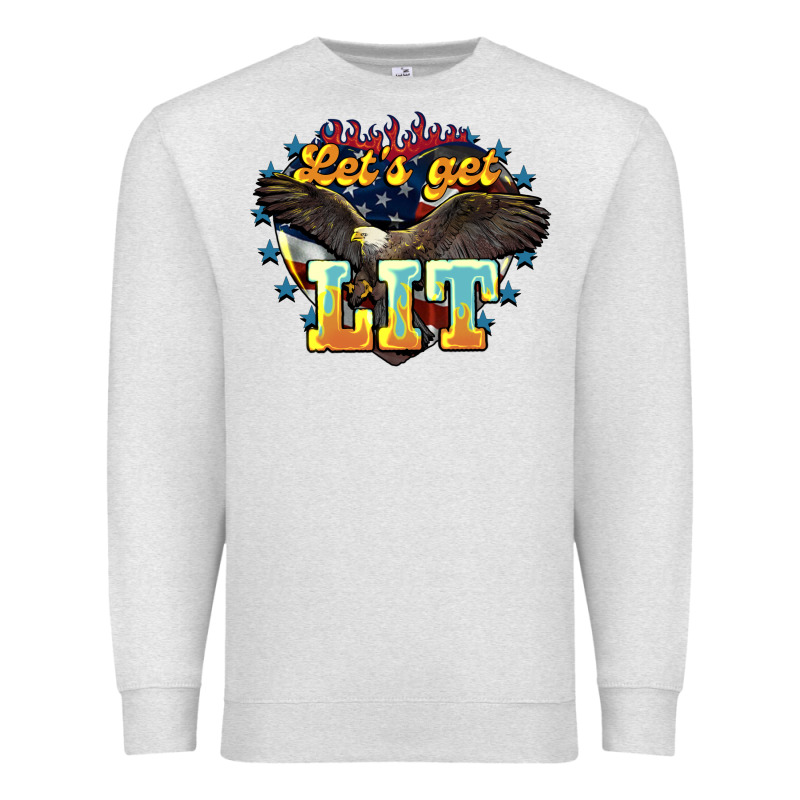 Lets Get Lit America Eagle Premium Sweatshirt by NancyCooperArtShop | Teevron