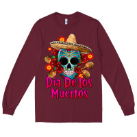 Burgundy dia de los muertos Long Sleeve Tee - CTS Tumbler Store